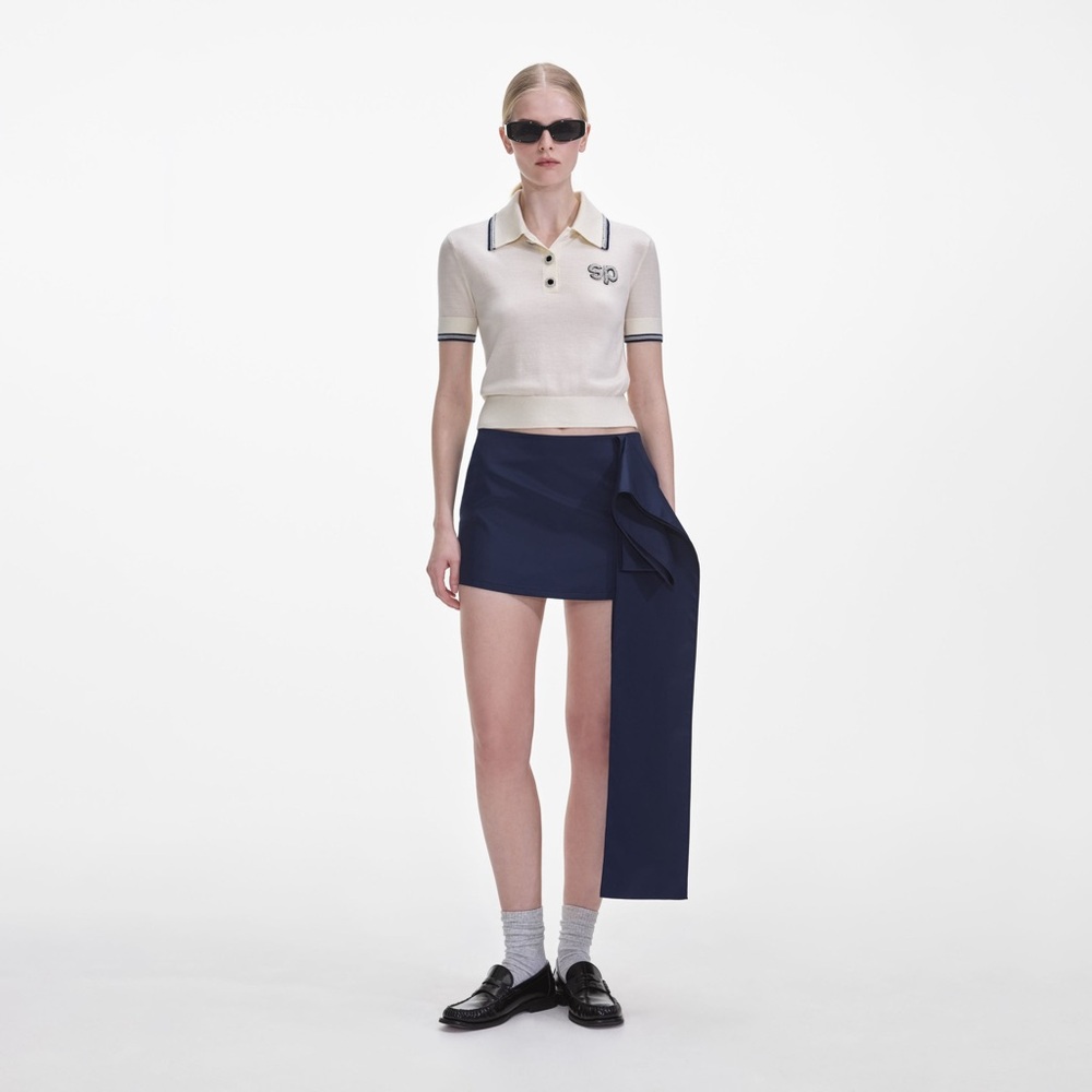self-portrait Navy Nylon Skirt | US 6
